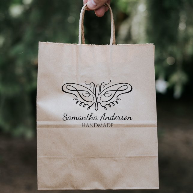 Sello De Caucho Personalizado moderno de mariposa hecho a mano gra (Subido por el creador)