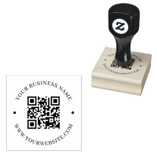 Sello De Caucho Personalizado Moderno Negocio de Ronda QR Código P