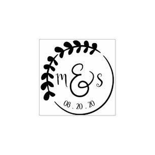 Sello De Caucho Personalizado Monograma Iniciales Boda Wreath Art