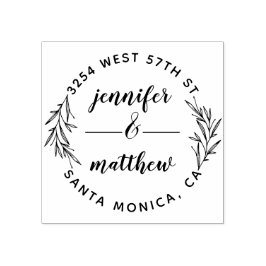 Sello De Caucho Personalizado Pareja Casada Elegante Dirección de 