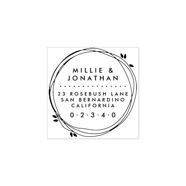 Sello De Caucho Personalizado Pareja Elegante Moderno Dirección de (Impresión)