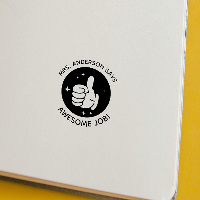 Sello De Caucho Personalizado presiona a una excelente escuela de  (Custom Thumbs Up Excellent Job Teacher School Rubber Stamp)