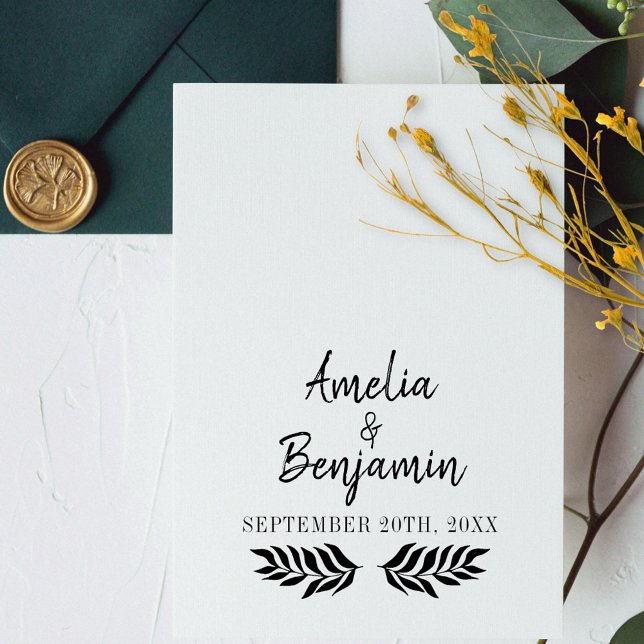 Sello De Caucho Personalizado Rustic Bride Groom nombra a Boda (Subido por el creador)