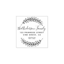 Sello De Caucho Personalizado Script Foliage deja la dirección Wre
