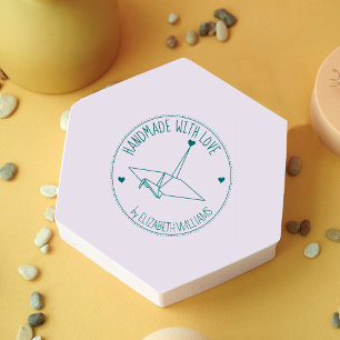 Sello De Caucho Personalizado simple de origami hecho a mano con a
