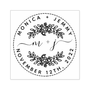 Sello De Caucho Personalizado simple deja el Boda de redondeo de g