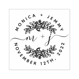 Sello De Caucho Personalizado simple deja el Boda de redondeo de g