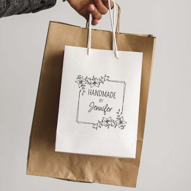 Sello De Caucho Personalizado simple hecho a mano, Floral Business (Subido por el creador)