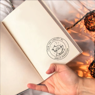 Sello De Caucho Personalizado Sleeping Kitten en un estampado de l