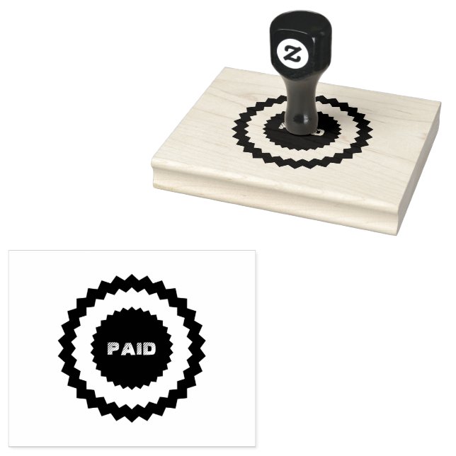 Sello De Caucho Personalizado Texto PAGADO Manilla de madera durad (Sellado)