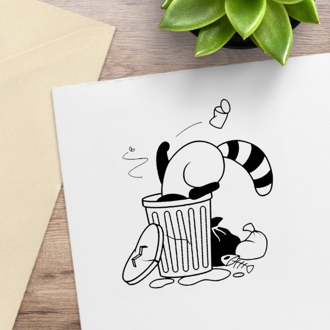 Sello De Caucho Personalizado Trash Can Raccoon (Subido por el creador)