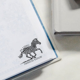Sello De Caucho Personalizado Zebra Ex Libris Bookplate