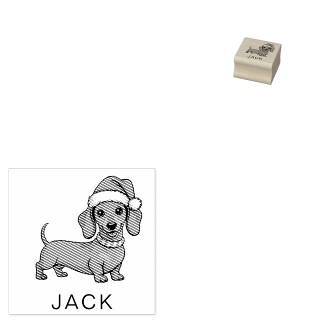 Sello De Caucho Personalized Dachshund in Santa Hat Christmas      (Sellado)