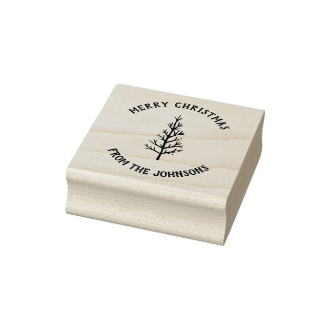 Sello De Caucho Personalized Family Name Merry Christmas Tree (Sello)