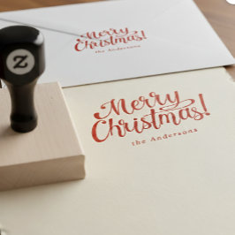 Sello De Caucho Personalized Modern Merry Christmas Family Stamp