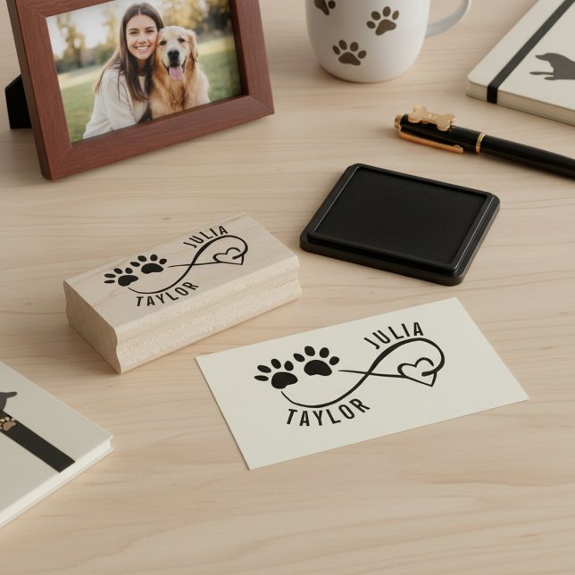 Sello De Caucho Personalized Pet Lover Signature Stamp (Make your own personalized wooden signature stamp and show infinite love for your pet 🐾❤️)