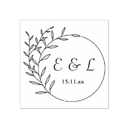 Sello De Caucho Personnalisé Florale Initiales 