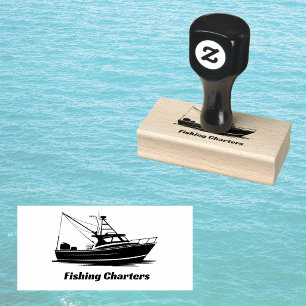 Sello De Caucho Pesca Deportiva Barco de Arrastre Alquiler o Nombr