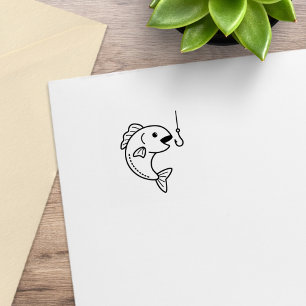 Sello De Caucho Pescado y gancho de pesca 1x1