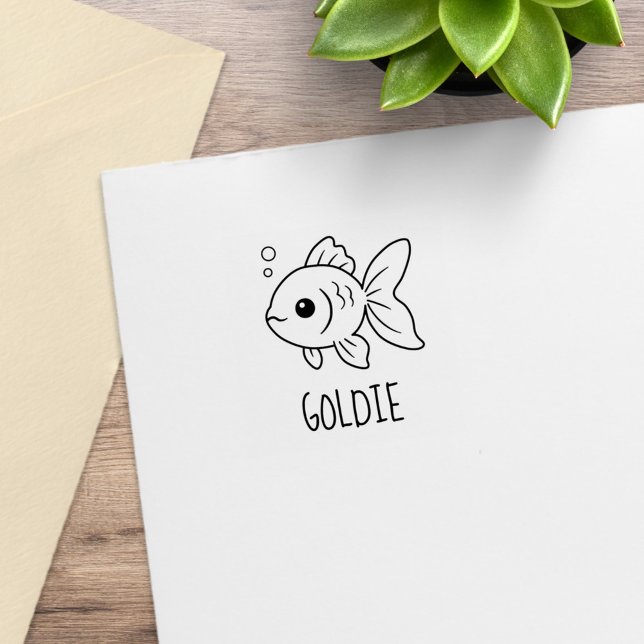 Sello De Caucho Pez dorado mascota nombre personalizado 1x1 (Subido por el creador)