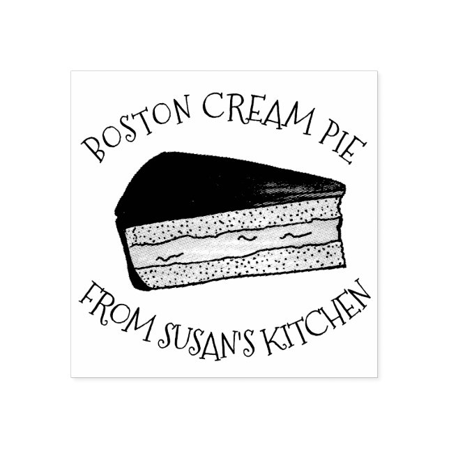 Sello De Caucho Pie De Crema De Boston Cubierta Por La Cocina De (Impresión)