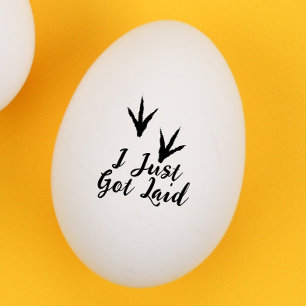 Sello De Caucho Pies de pollo "acabo de acostarme" Huevo