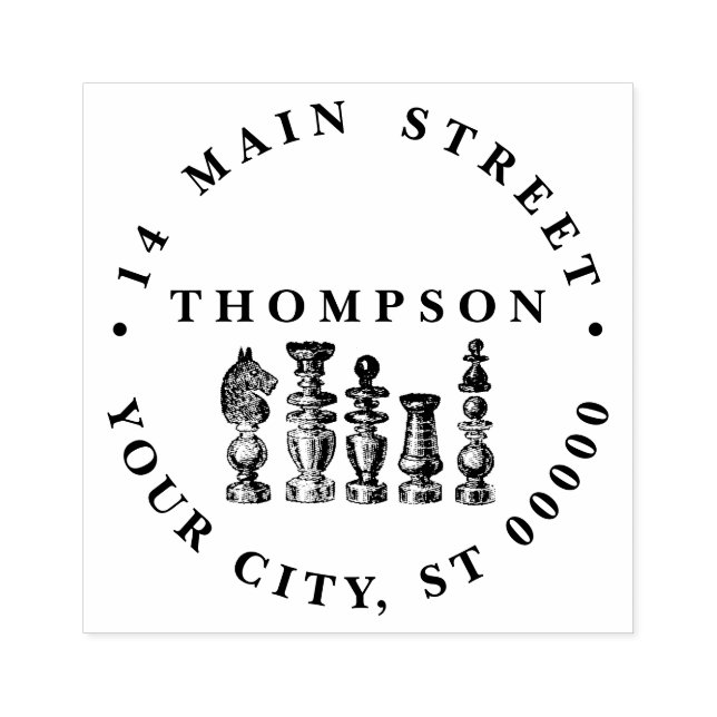 Sello De Caucho Piezas de Ajedrez Arte Antiguo (Impresión)