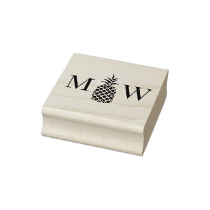 Sello De Caucho Piña #11 Pareja Boda 2 Monograma inicial