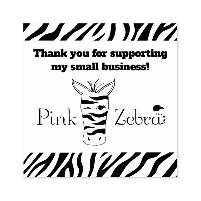 Sello De Caucho Pink Zebra Gracias Estampilla | Suministros de neg (Impresión)