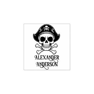 Sello De Caucho Pirate Skull Personaliza