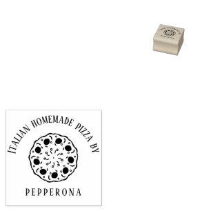 Sello De Caucho Pizza de Pepperoni Texto Personalizado Negocio 