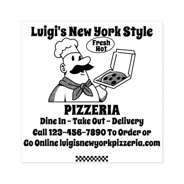 Sello De Caucho Pizzería Personalizada Detallada (Impresión)