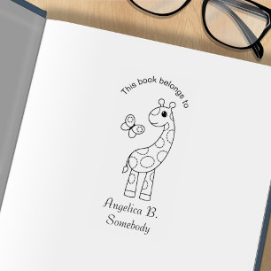 Sello De Caucho Placa de biblioteca de color de la jirafa personal