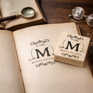 Sello De Caucho Placa de libro con monograma personalizado Ex Libr