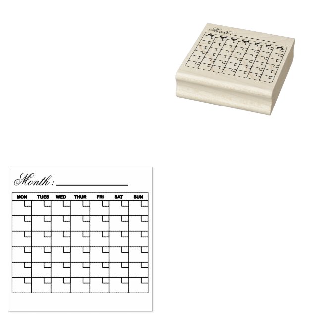 Sello De Caucho Planificador mensual del calendario (Sellado)