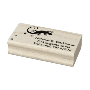Sello De Caucho Plata corriente del Gecko + su backgr. y ideas