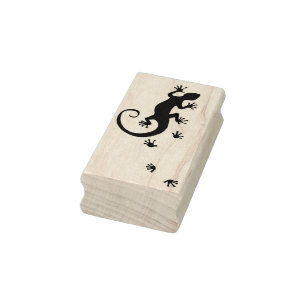 Sello De Caucho Plata corriente del Gecko + su backgr. y ideas