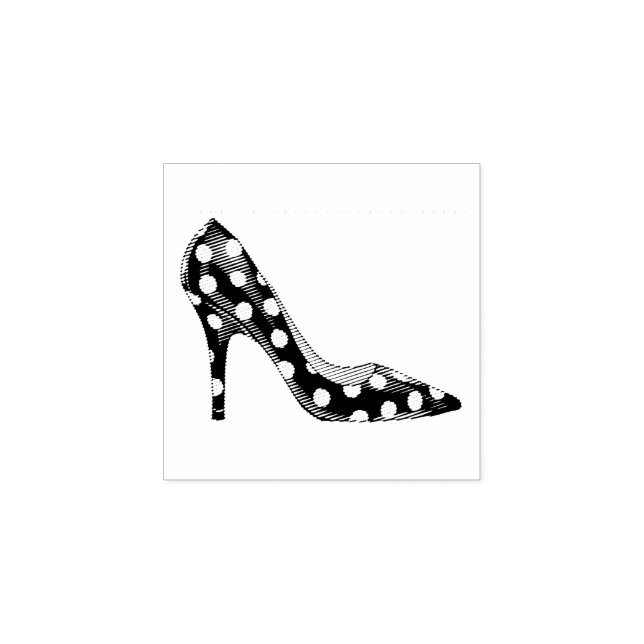 Sello De Caucho Polka Dots Moda Stiletto Shoes (Impresión)