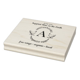 Sello De Caucho Pollo de granja Hen Monograma Huevos Cartón Person