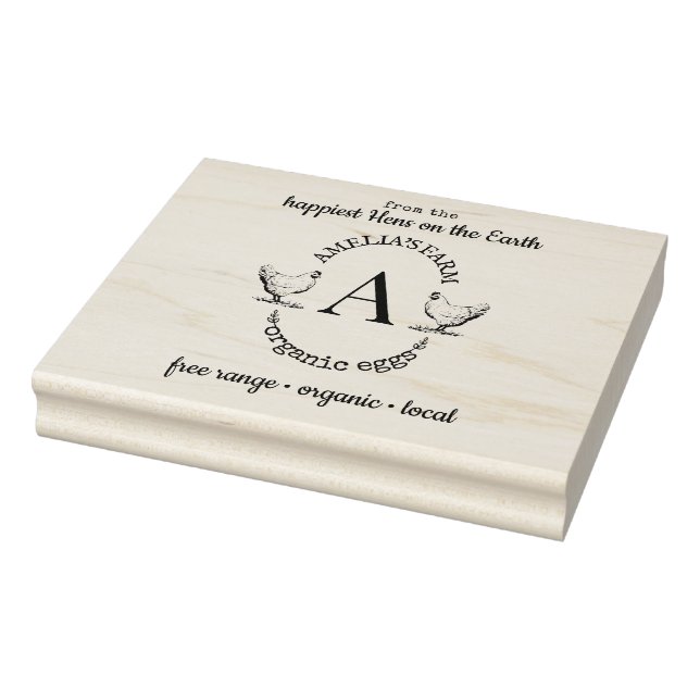 Sello De Caucho Pollo de granja Hen Monograma Huevos Cartón Person (Sello)