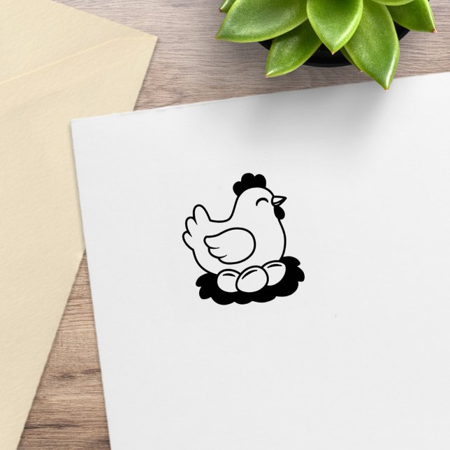 Sello De Caucho Pollo en nido con huevos 1x1 (Subido por el creador)