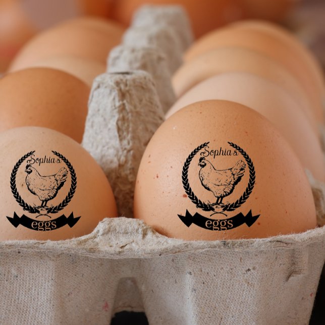 Sello De Caucho Pollo ruso Nombre personalizado Huevo de pollo (personalized egg stamp)