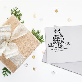 Sello De Caucho Poodle Dog Merry Christmas Return Address