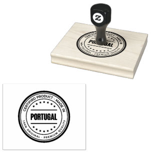 Sello De Caucho PORTUGAL Asa de Madera Maciza Impresión Horizontal