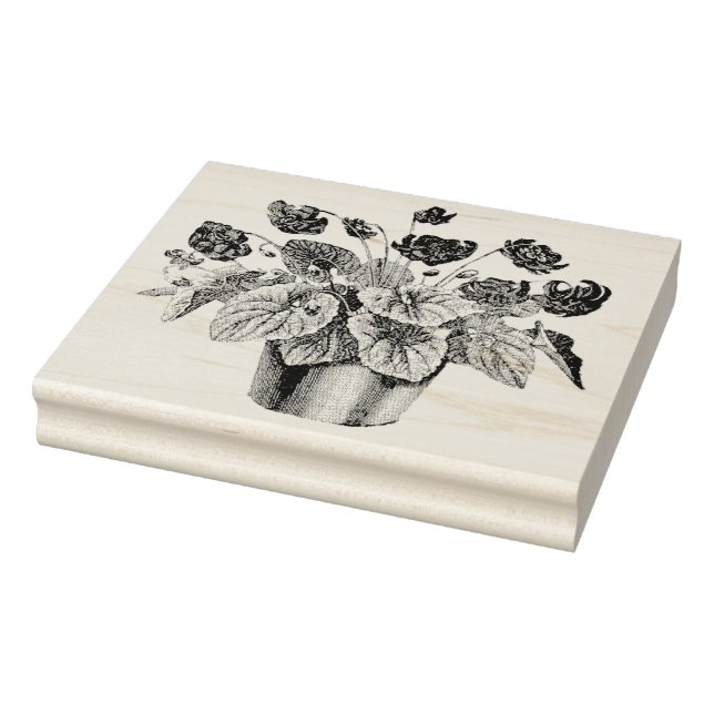 Sello De Caucho Pota de época de violetas africanas estampan arte  (Sello)