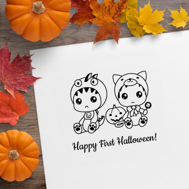 Sello De Caucho Primer disfraz de gato dragón para bebé en Hallowe (Subido por el creador)