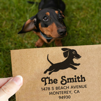 Sello De Caucho Propietario de Dachshund Wiener Dog Return