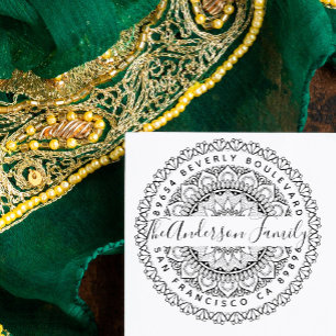 Sello De Caucho Prosperity Mandala Personalizado Dirección de devo