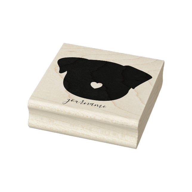 Sello De Caucho Pug de corazón simple (Sello)