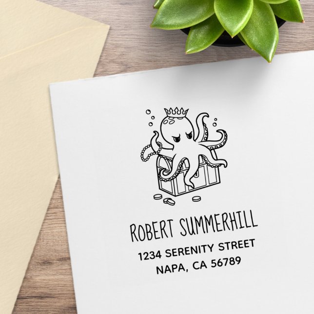 Sello De Caucho Pulpo Temible Custodiando la Dirección de la Caja  (Subido por el creador)